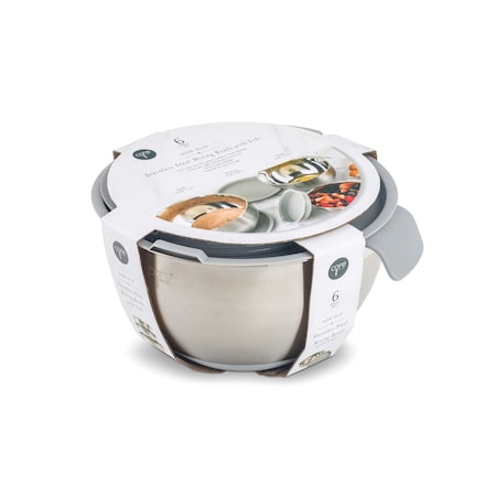 Core Kitchen 6pc Essentials Non-Skid SS Mixing Bowls w/ Lids Set - 1.5qt, 3qt, 5qt - Pewter 36048